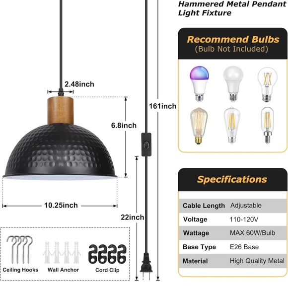 Plug in pendant light. - Picture 2 of 2
